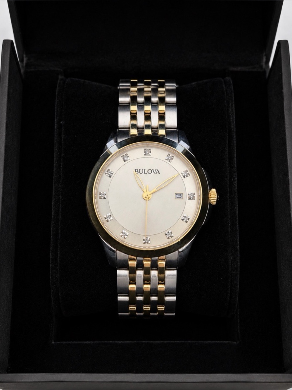 Bulova Two-Tone Gold and Silver Bracelet Watch with Cream Dial